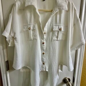 AUW White Shirt with Cream Collar